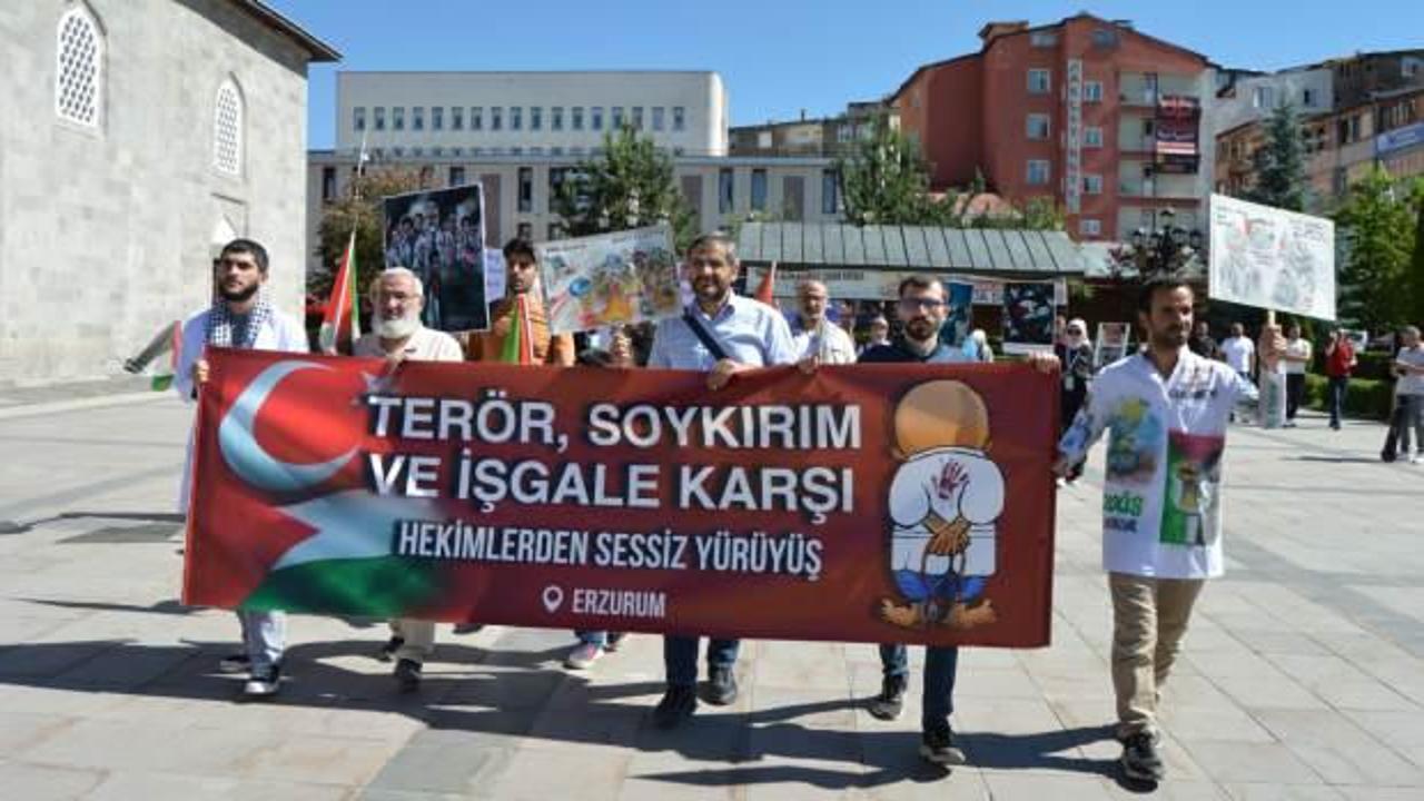 Erzurum'da sağlık çalışanları, Gazze için 